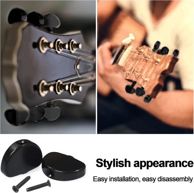 MAXCHEER 6PCS Metal Big Square Shape Guitar Tuning Peg Tuners Machine Head Replacemen Buttons knob Handle Tip (Black Semicircle) - Image 4